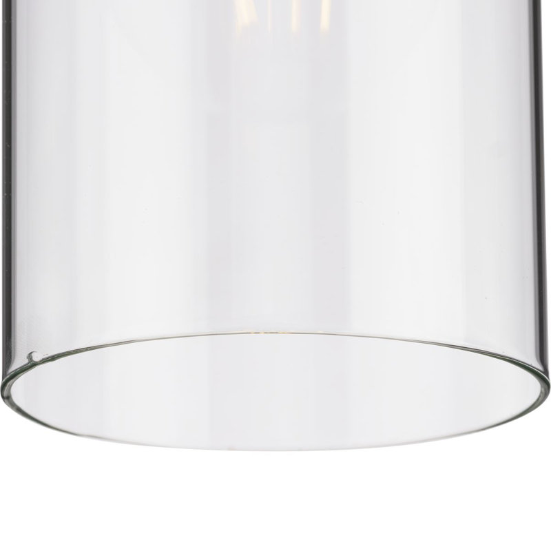 Luminaire suspendu cylindrique à 1 lumière Cortny, Nickel brossé, Transparent