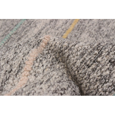 One-of-a-Kind Rectangle 5'4" X 7'6" New Age Wool Area Rug Grey