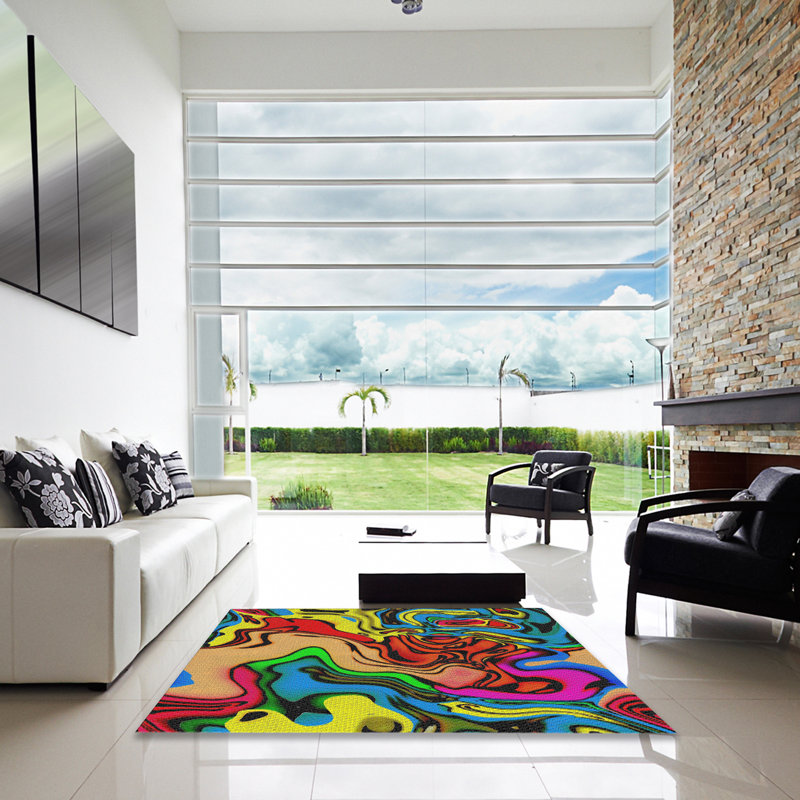 Abstract Indoor Rug, Square 3'