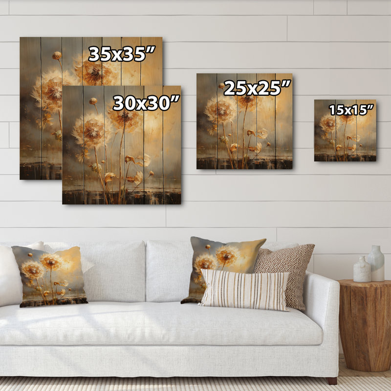 Impression romantique sur fond de pissenlit blanc Jawid I, H 30 po x l 30 po x P 0,78 po