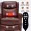 Fauteuil inclinable manuel chauffant à chaleur avec chaise berçante et pivotante en cuir véritable pour le salon, rouge