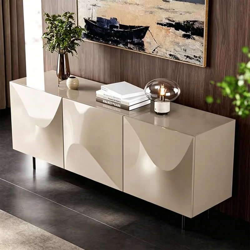 Buffet minimaliste moderne avec design incurvé de luxe, grande capacité de rangement, H 33,46 po x l 70,87 po x P 15,75 po