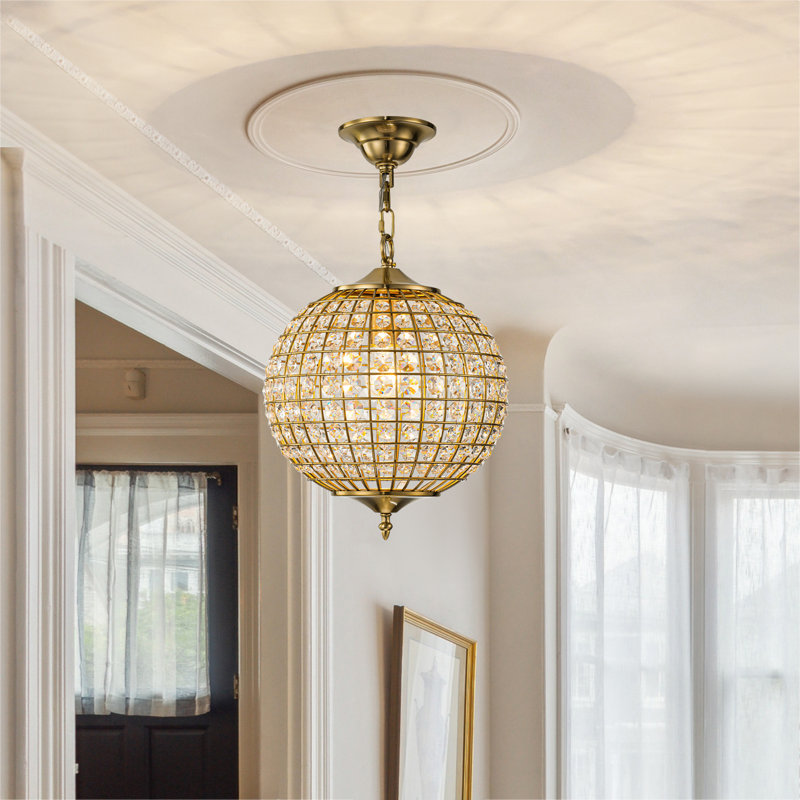 Ennu Crystal Globe Chandelier, Gold