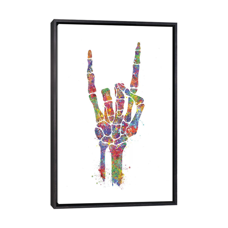 «Skeleton Hand» - reproduction, H 26 po x l 18 po x 1,5 po, Cadre noir vieilli