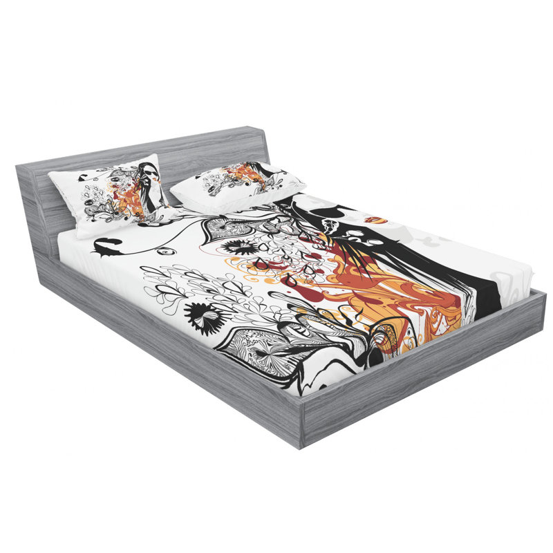 Feminine Microfiber Sheet Set, Full Sheet Set with Fitted Sheet