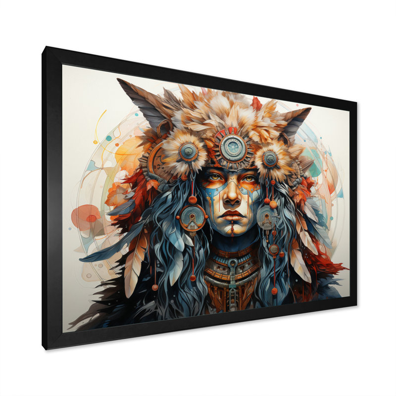 Art amérindien Visions Of Shamans I - Art amérindien, art encadré, Cadre simple noir, H 24 po x l 32 po x P 1 po