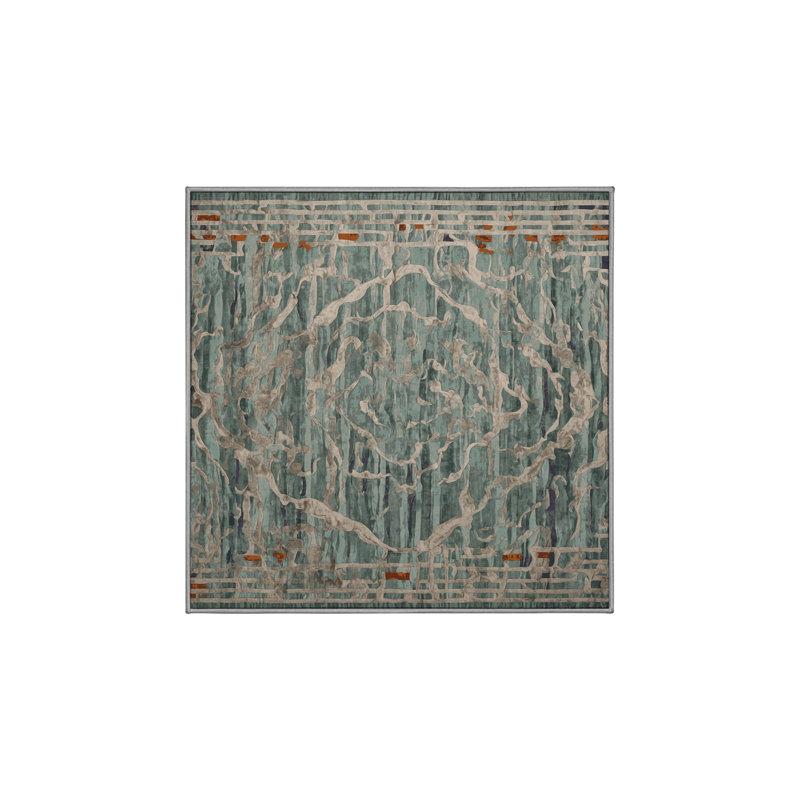 Machine Washable Brown Area Rug, Square 4'