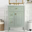 Meuble-lavabo de 24 po avec lavabo, armoire en bois massif et panneau de fibres à densité moyenne avec un tiroir rabattable, deux tiroirs standard et une tablette réglable, meuble-lavabo vert autoportant pour le rangement de la salle de bain-2034240186