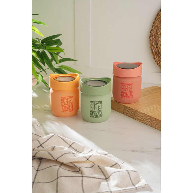 Elegant 3-Piece Glass Jar Set, 4.3 x 3.5 x 4.3 inches | 100% Glass with Stackable See-Through Plastic Lids | BPA Free, Dishwasher Safe | Perfect for Kitchen Storage & Organization, Stylish and Functional Design