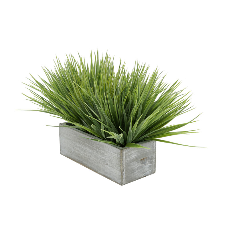 Herbe d'oignon artificielle en pot, Gris, H 9 po x L 15 po x P 10 po, Vert pâle