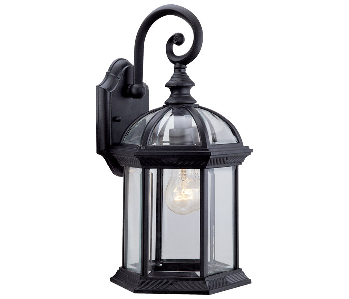 Lanterne murale d'extérieur H 15,5 po Ulrey, Noir, Verre biseauté transparent