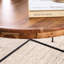 Table basse chic en bois - support en fer, plateau spacieux, largeur de 31,91 po, foyer au style moderne en bois massif, base, longueur, option de chauffage extérieur élégant