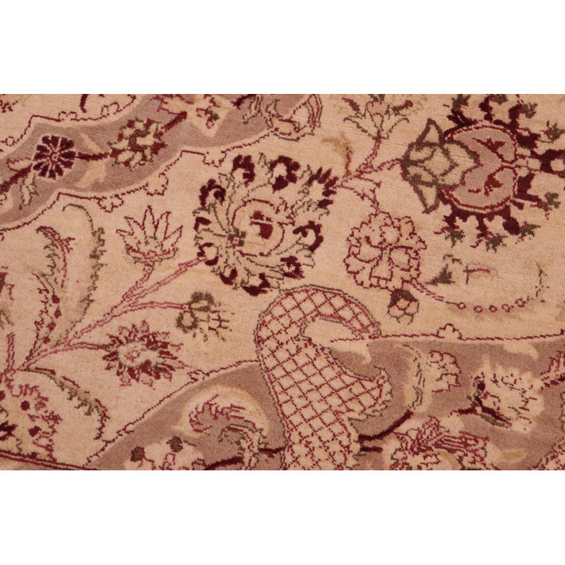 Tapis beige / rouge en laine noué à la main Padme