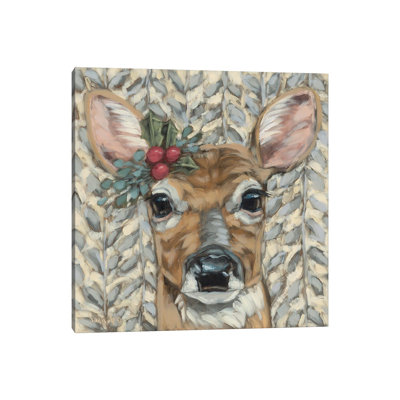 Holly Jolly Deer - Wall Art Print - Wrapped Canvas