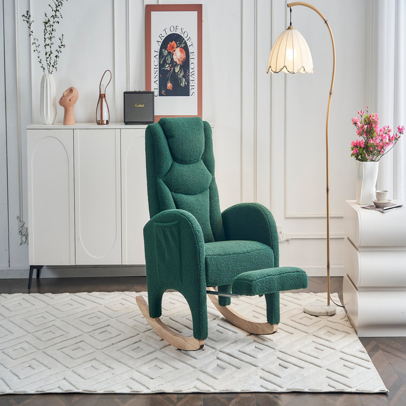 Chaise berçante en tissu avec repose-pieds réglable, Vert
