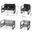 Dark Grey Rust Aluminum 3 Pc Chat - Cushions For Pleasant Patio & Backyard , Acute