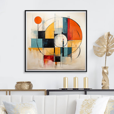 " Blue Orange Mid Century Geometric Abstractions II "