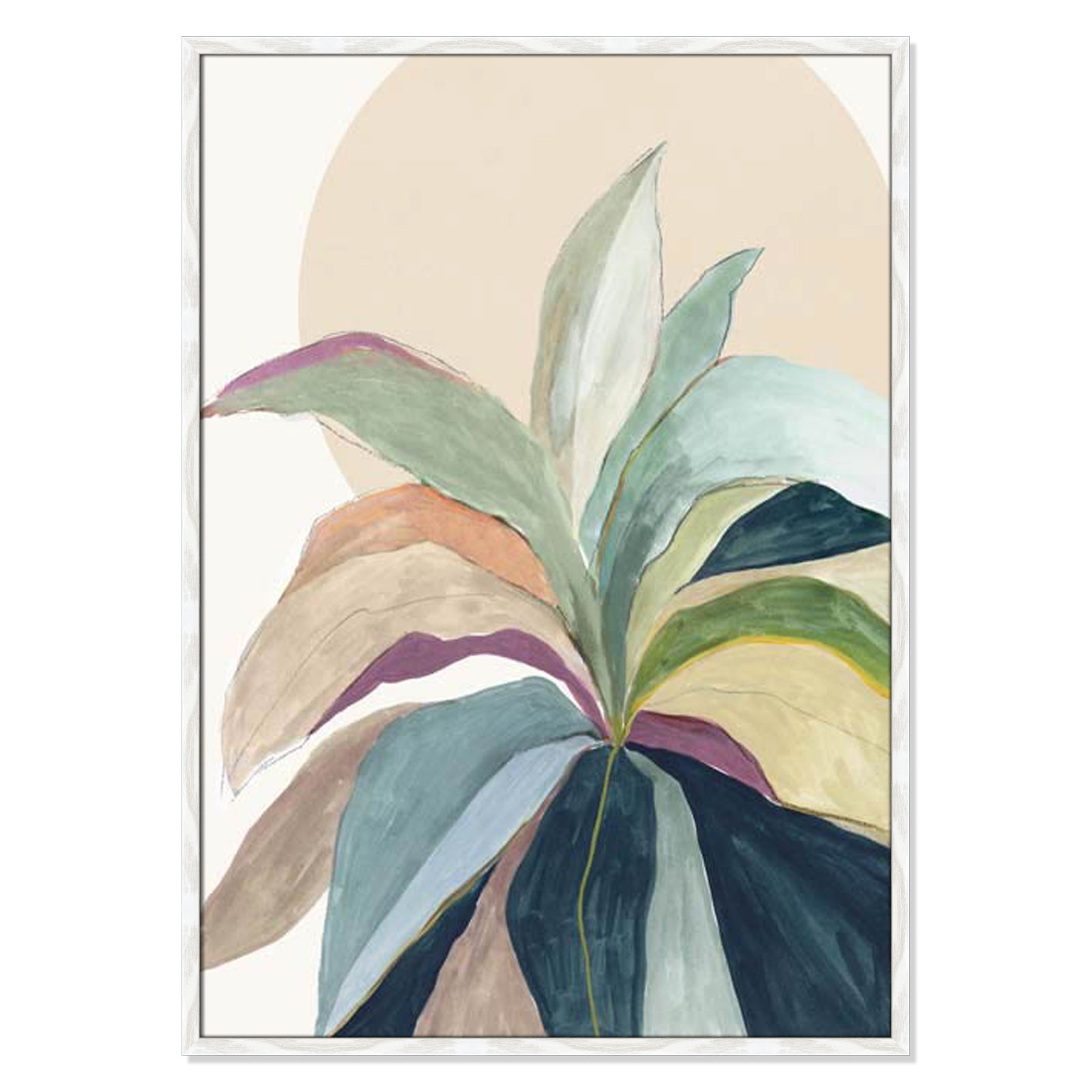 Sunny Bright Leaves II by Asia Jensen, White Slim Unmatted Picture Framed, 41.5" H x 29.5" W x 0.75" D