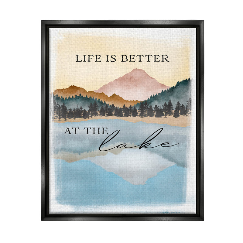 "Better at Lake" par JJ Design House LLC - Cadre flottant, impression sur toile, Cadre flottant noir de jais