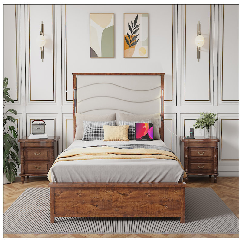 Lit pour chambre à coucher, Gris brun