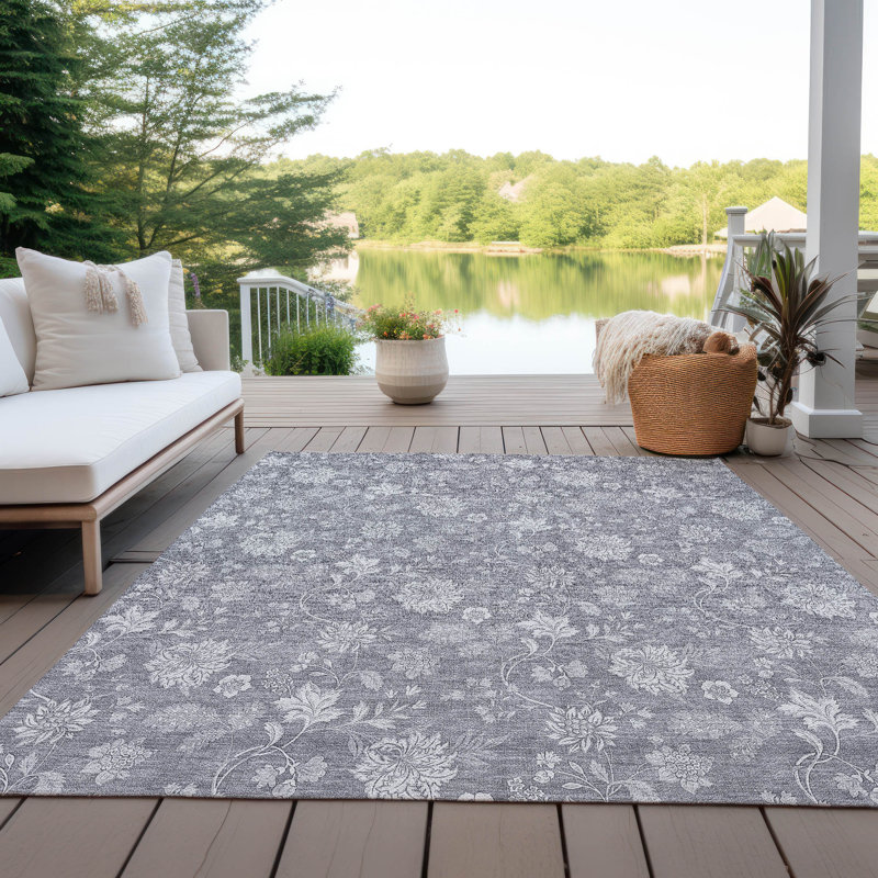 Myqueal Washable Floral Indoor / Outdoor Rug, Rectangle 9' x 12'