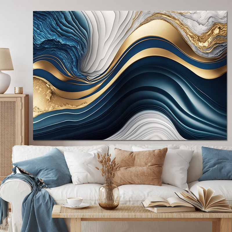 Abstract Geode Waves Blue I - Abstract Wall Art