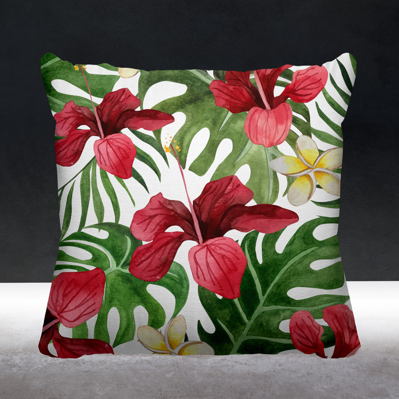 Housse de coussin d'extérieur carré Koi, Blanc,  15 po x 15 po 