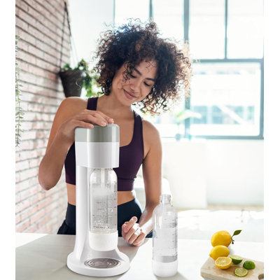 Sparkling Water Maker Soda Maker Machine for Quickly Creating Refreshing Soda Includes 2x BPA-Free 1L Carbonation Bottle (Pearl White)