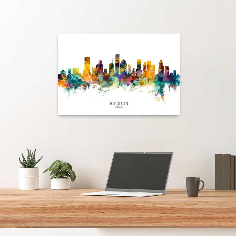 Vibrant Houston Skyline by Michael Tompsett - Wrapped Canvas Print, 60.96 cm H x 40.64 cm W