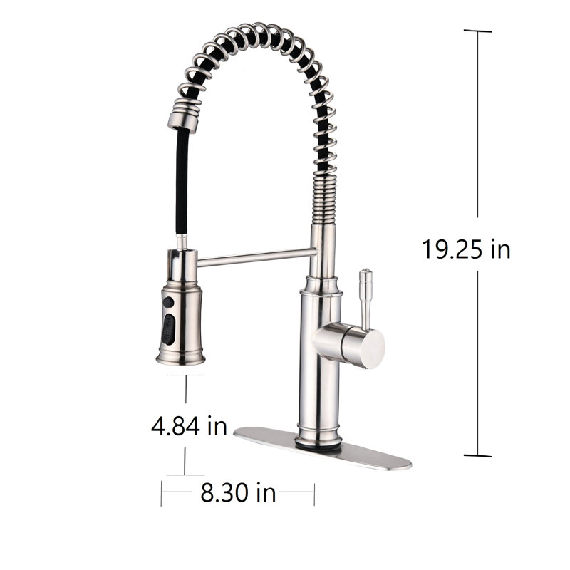 Robinet de cuisine tactile avec tirette - Écoulement pivotant à 360 degrés, corrosion, rouille, nickel brossé, acier inoxydable, gestion sans effort pivotant à 360 degrés, résistance, prévention de la rouille, contrôle pratique