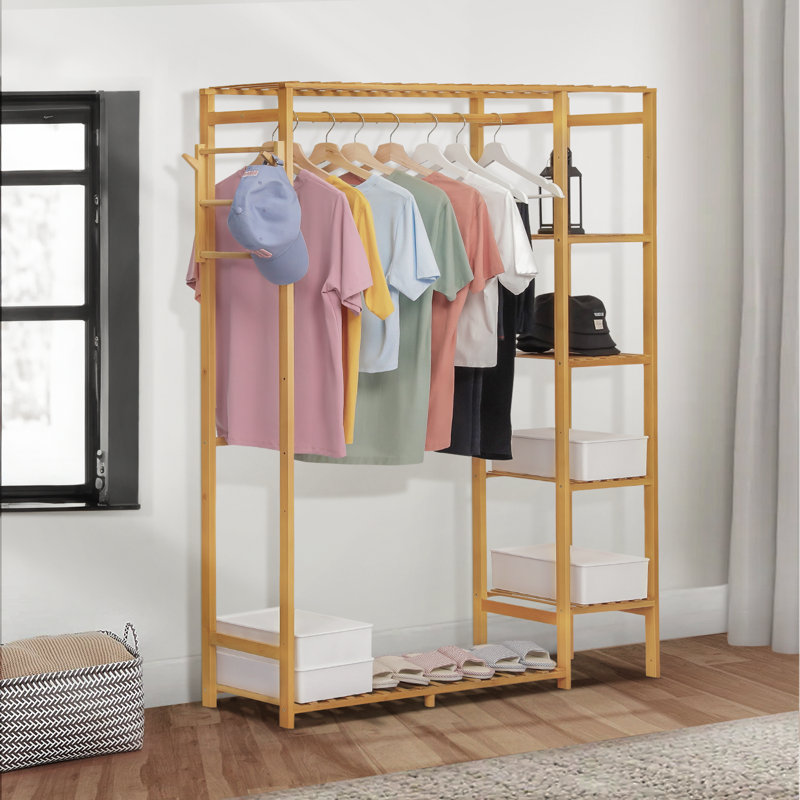 NEW Portable Closet Wardrobe Clothes Garment Rack Navy Fabric Storage Heavy Duty