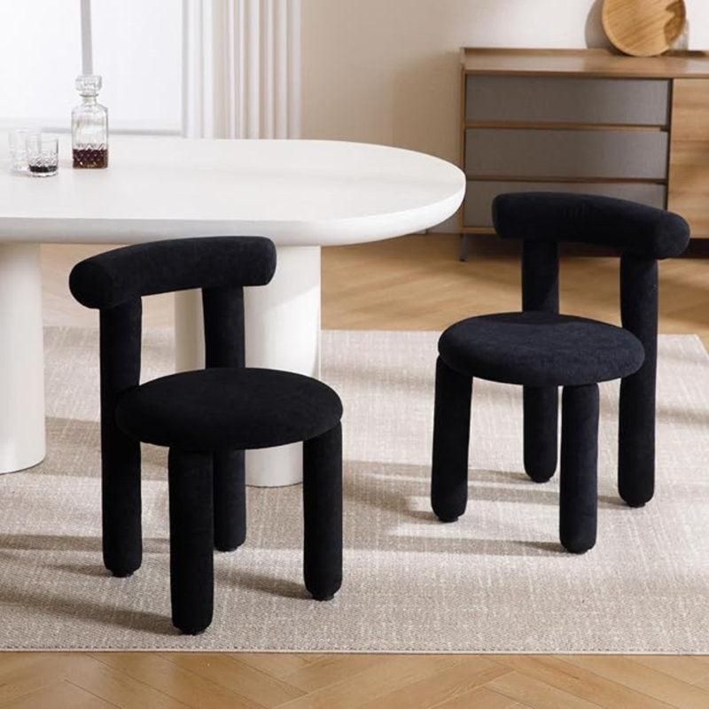 49.5cm H Faux Fur Upholstered Metal Accent, Black