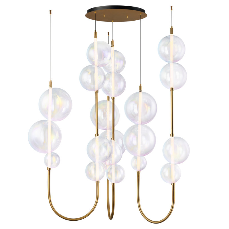 Dreamer 3 - Light LED Pendant, Natural Aged Brass, Iridescent