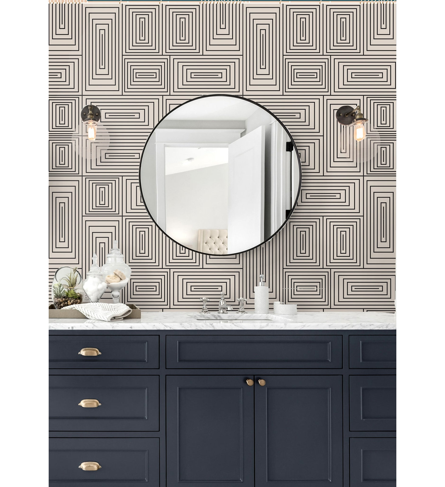 Nia Geometric Peel & Stick Wallpaper, Taupe, Self-adhesive