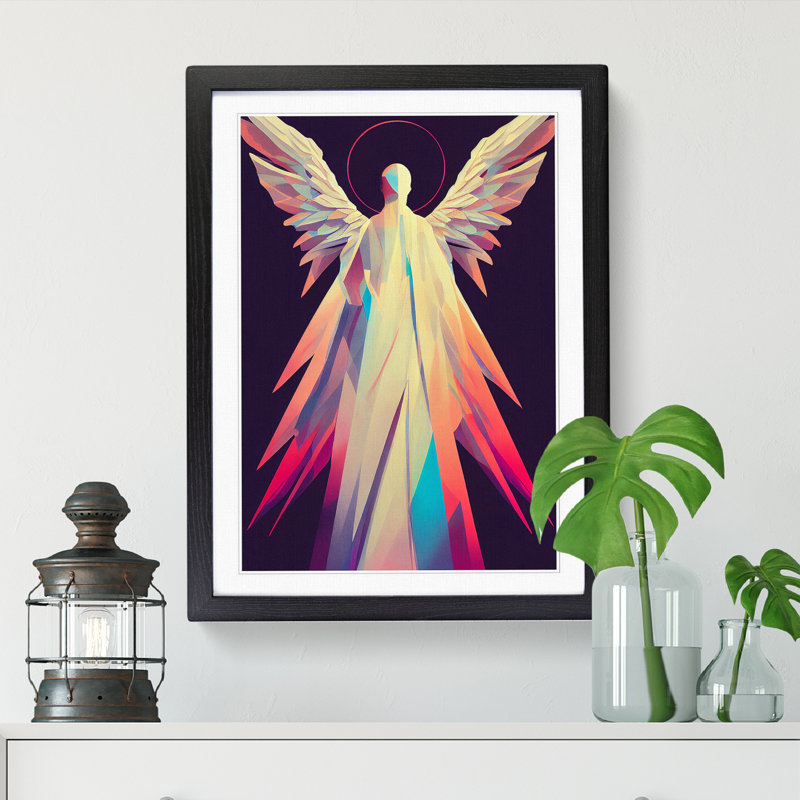 FRM-V0523-73X Angel - Single Picture Frame Print, 64cm H x 46cm W x 2cm D, Black Framed