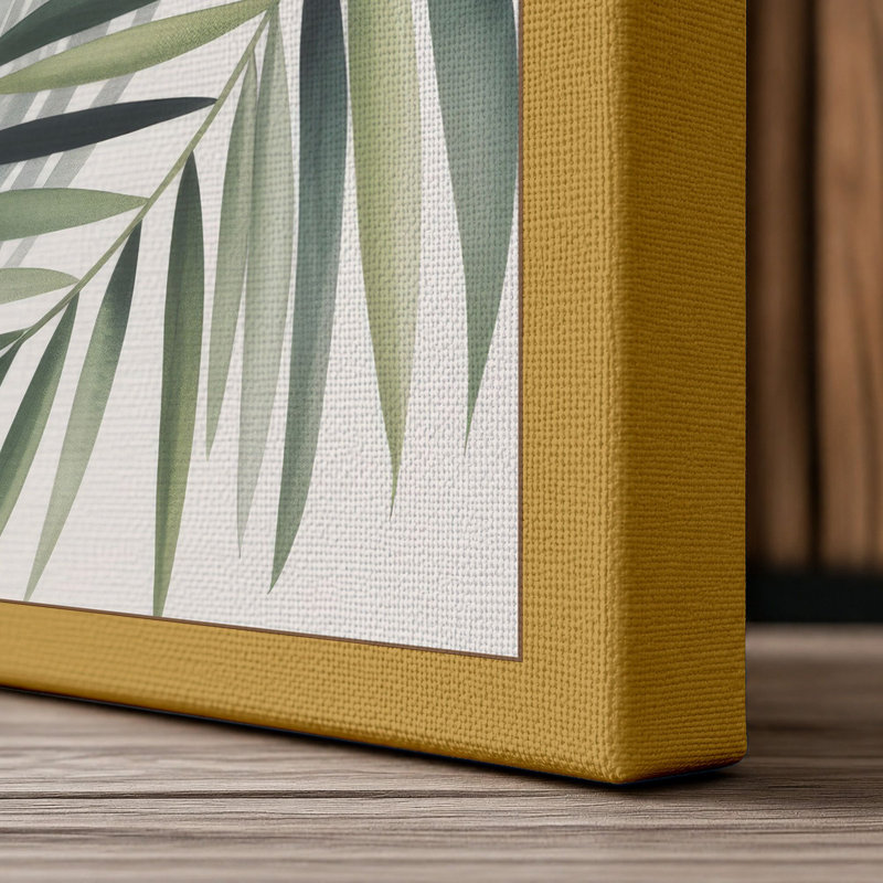 Palm Fronds Botanical - Wrapped Canvas, 18x12 - 45.7 x 30.5 cm, Ochre Border