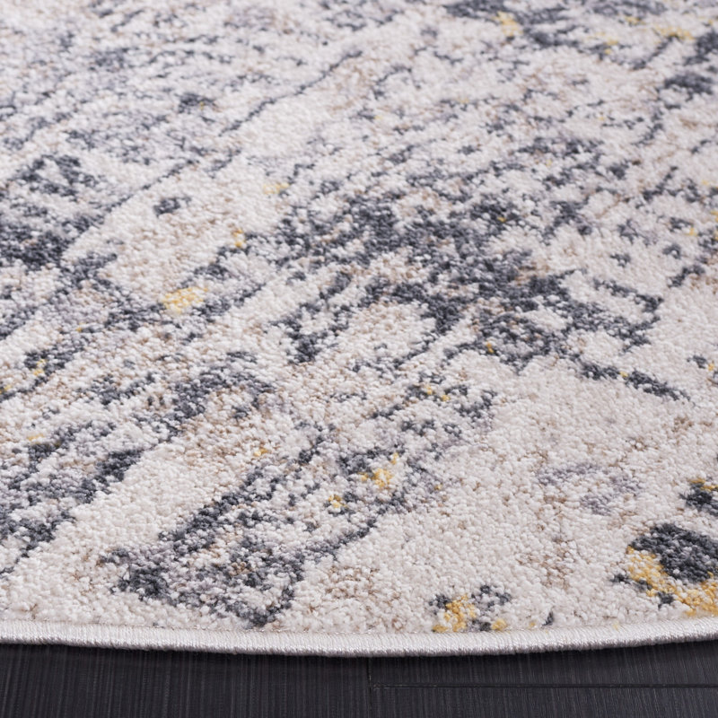 Tapis ivoire / gris Ethellee 680, Rond 6 pi 7 po