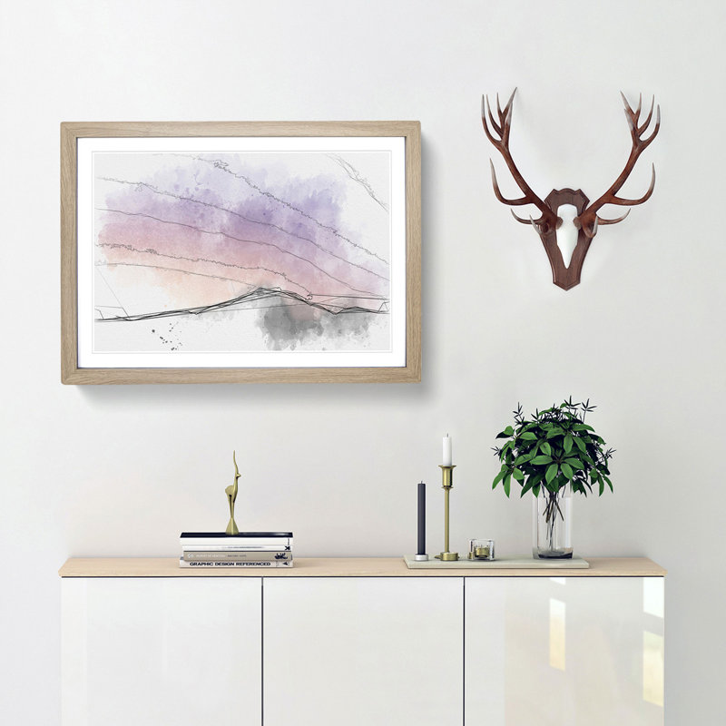 Lilac Sky Above the Mountain - Picture Frame Graphic Art Print, Oak Framed, 40cm H x 60cm W x 2cm D