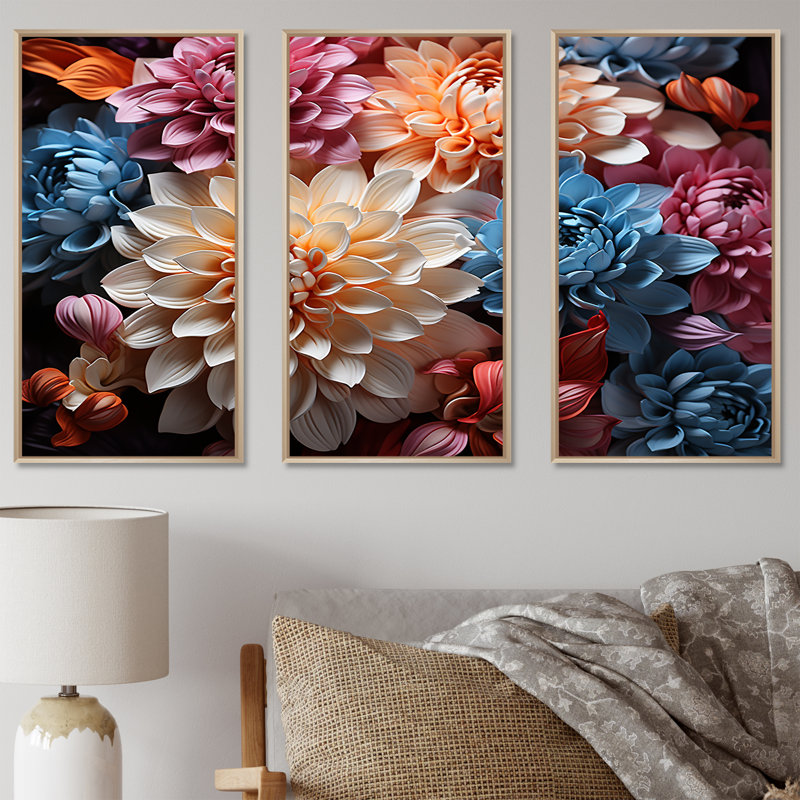 Mums Burst With Bold And Vibrant Colors - Mums Wall Art, ensemble de salon, Cadre naturel flottant