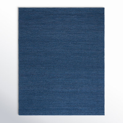 Amira Solid Color Handwoven Wool/Cotton Area Rug in Blue