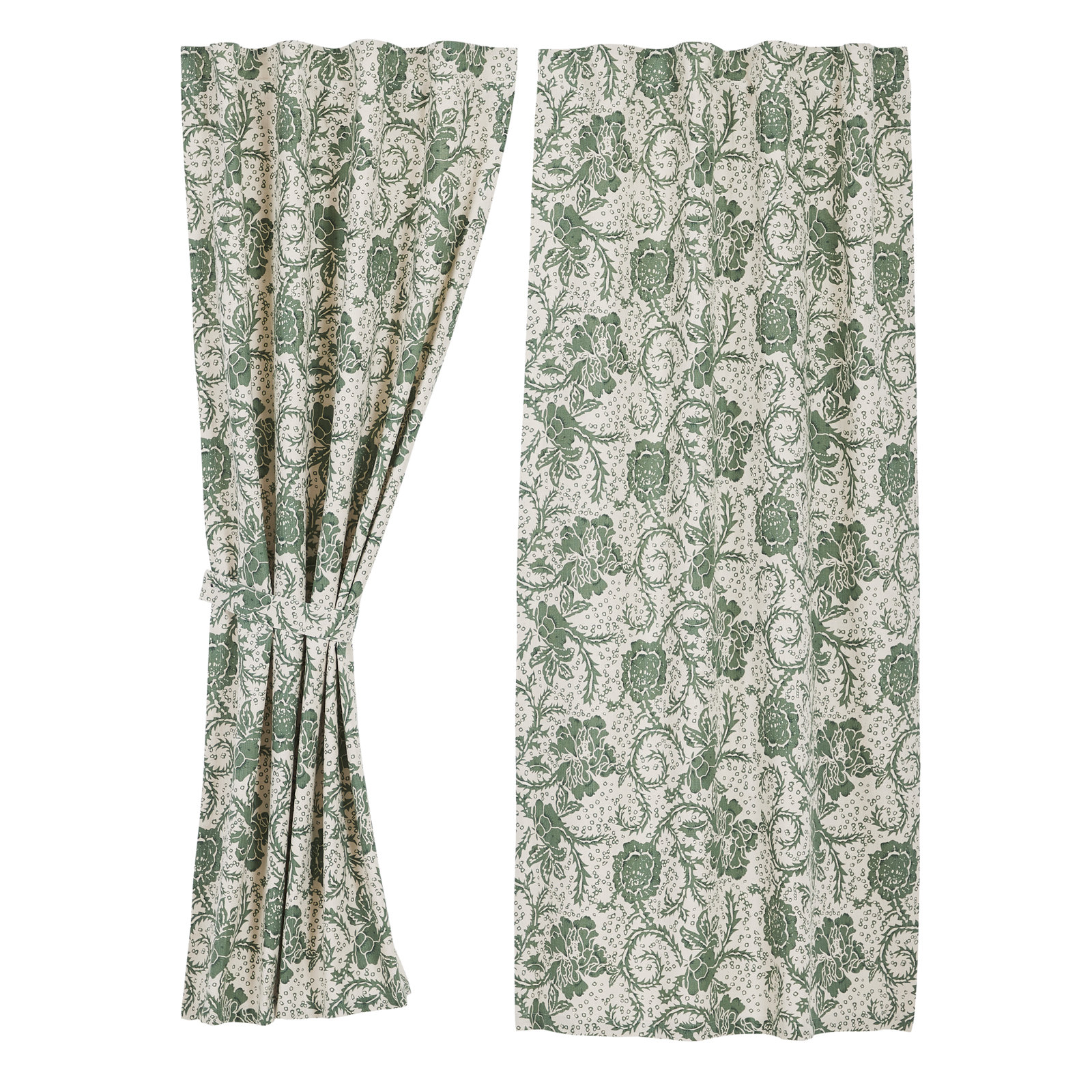 Cowlington Green Floral Curtain Panel Set, 36" W x 63" L