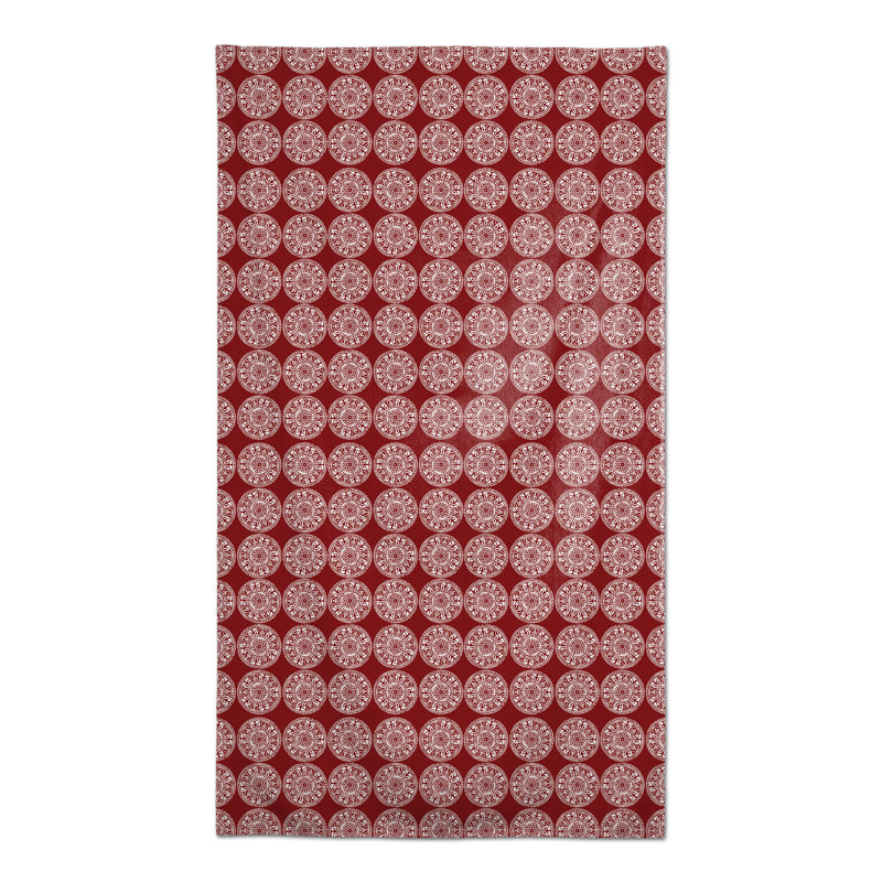 Rectangular Geometric Polyester Tablecloth, Red