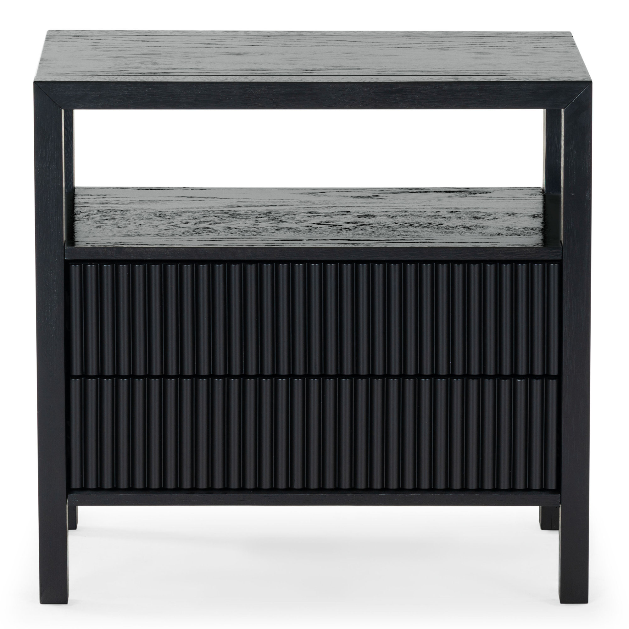 Dorchester 2 Drawer Reeded Nightstand, Black