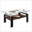 Table basse moderne moderne avec plateau en verre trempé et panneau de fibres à densité moyenne, parfaite pour les salons contemporains-125534193-125534192