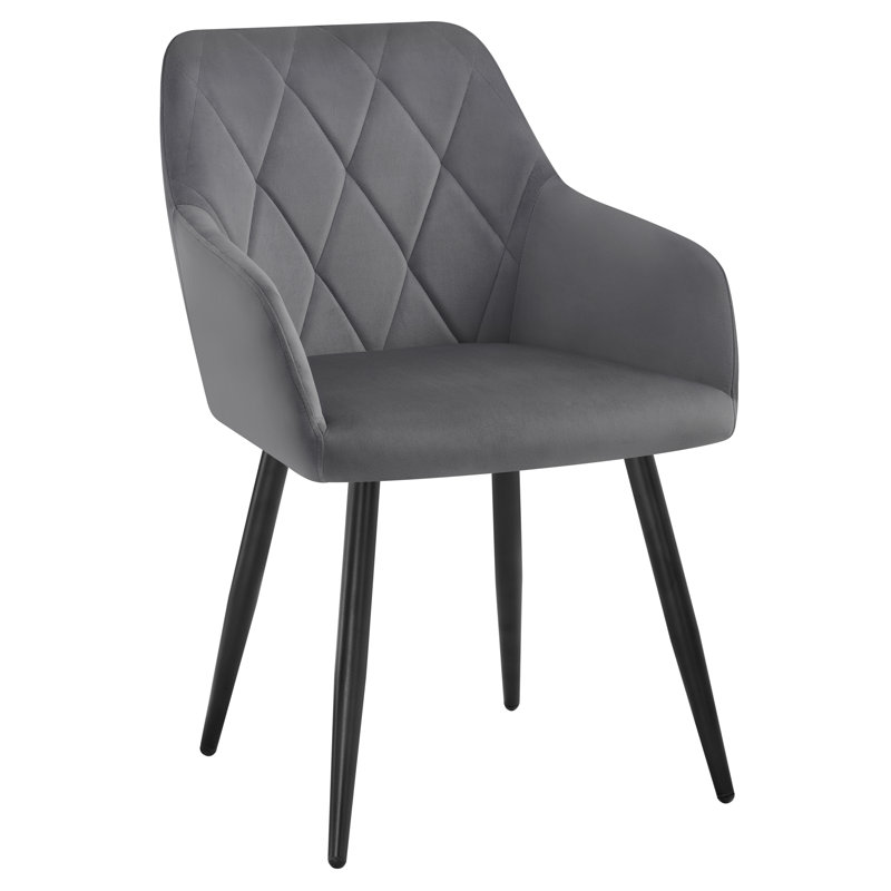 40cm H Velvet Upholstered Armchair, 1, Dark Gray