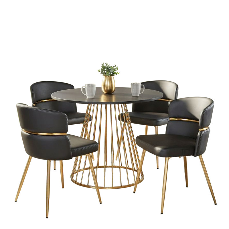 Farquhar Canary-Cinch Dining Set - 5 Piece, Black/Gold