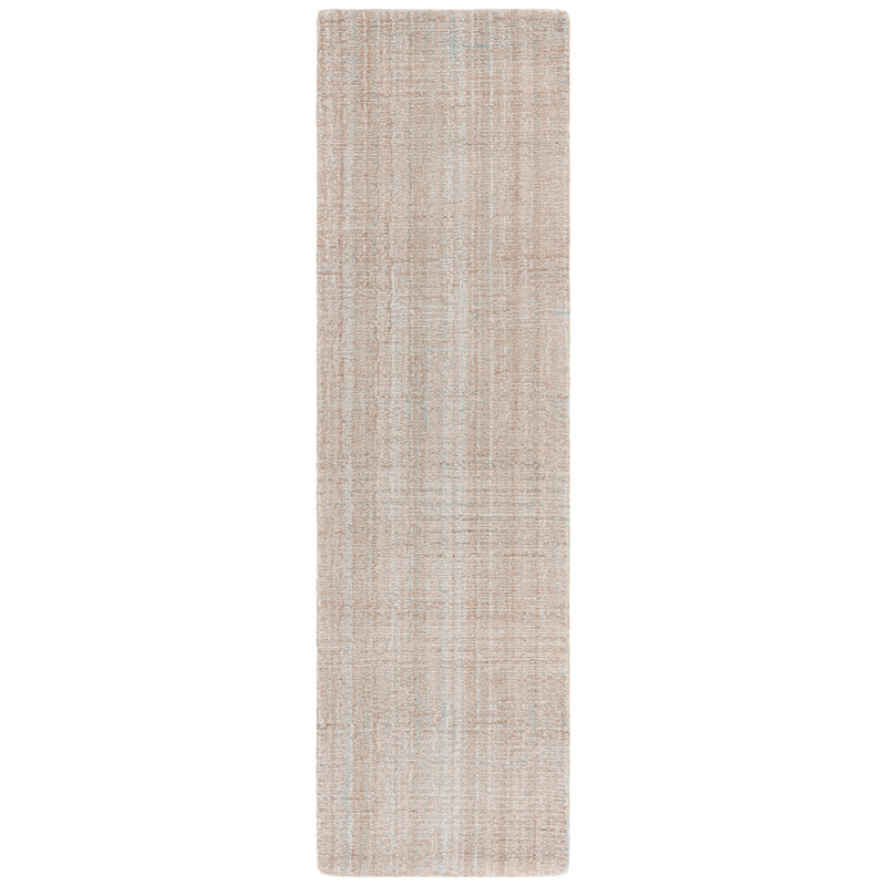 Tapis abstrait turquoise / brun 151, Tapis de couloir 2 pi 3 po x 8 pi
