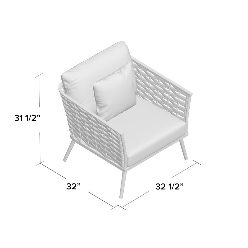 Stance Outdoor Patio Aluminum Dining Armchair, White, Gray