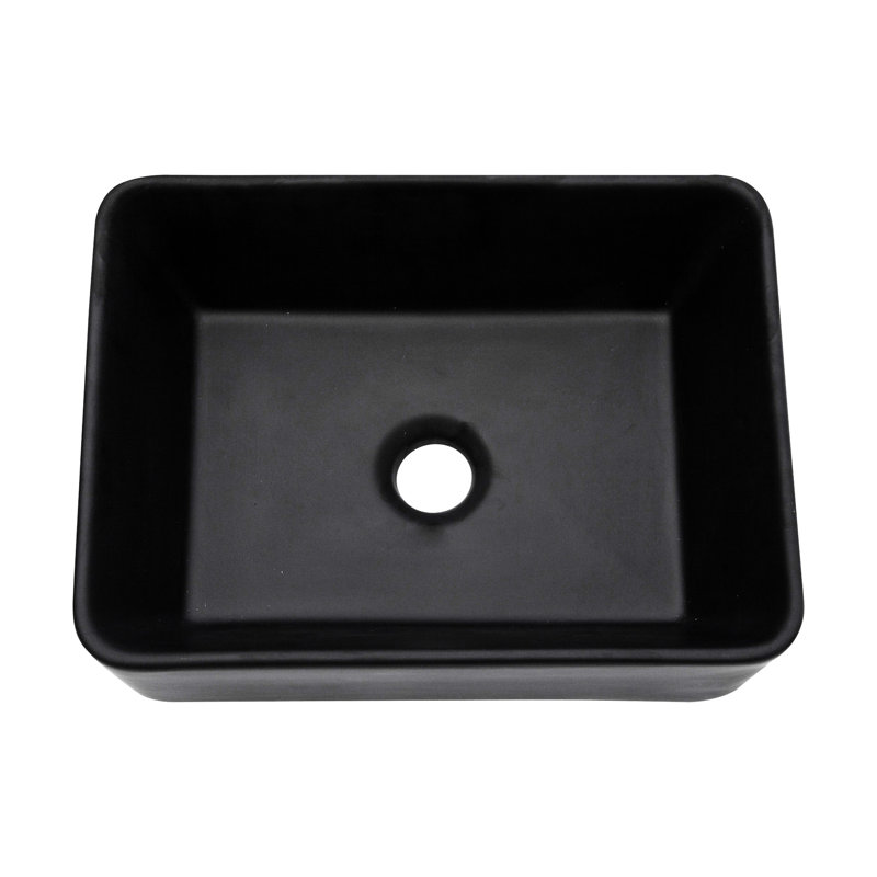Lavabo de salle de bain vasque rectangulaire en céramique 16 po x 12 po en noir. Design moderne. Excellente qualité, faible capacité d'absorption d'eau. Surface de teinture. Fixation au-dessus du comptoir. Trou de drain central de 1 3/4 po. 16 x 12 po classique