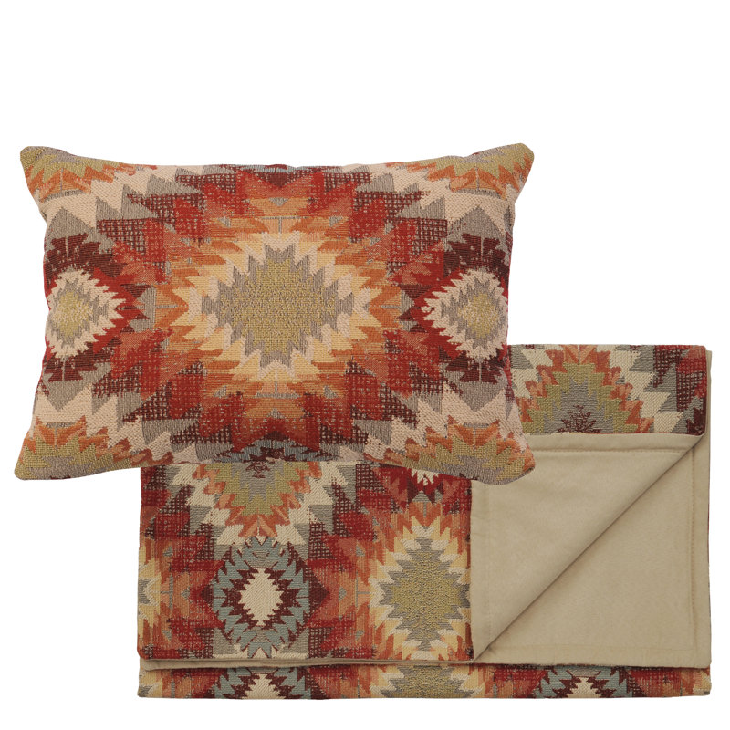 Wooded River Yuma Sol Bed Scarf & Pillow Set, King 106x24, Southwestern Bed Runner and Accent Pillow for Desert Decor, King